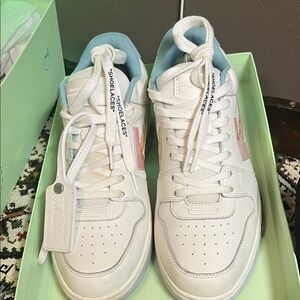 Off-White White Sneakers with Pink and Blue Details